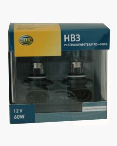 Hella HB3-PW100DP2 HB3 P20d 12V 60W Platinum White Plus 100% Globe Kit